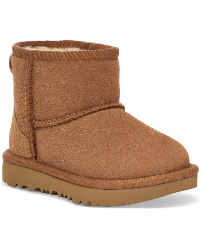 UGG® Toddler Kids Classic Mini II Round Toe Booties - Chestnut