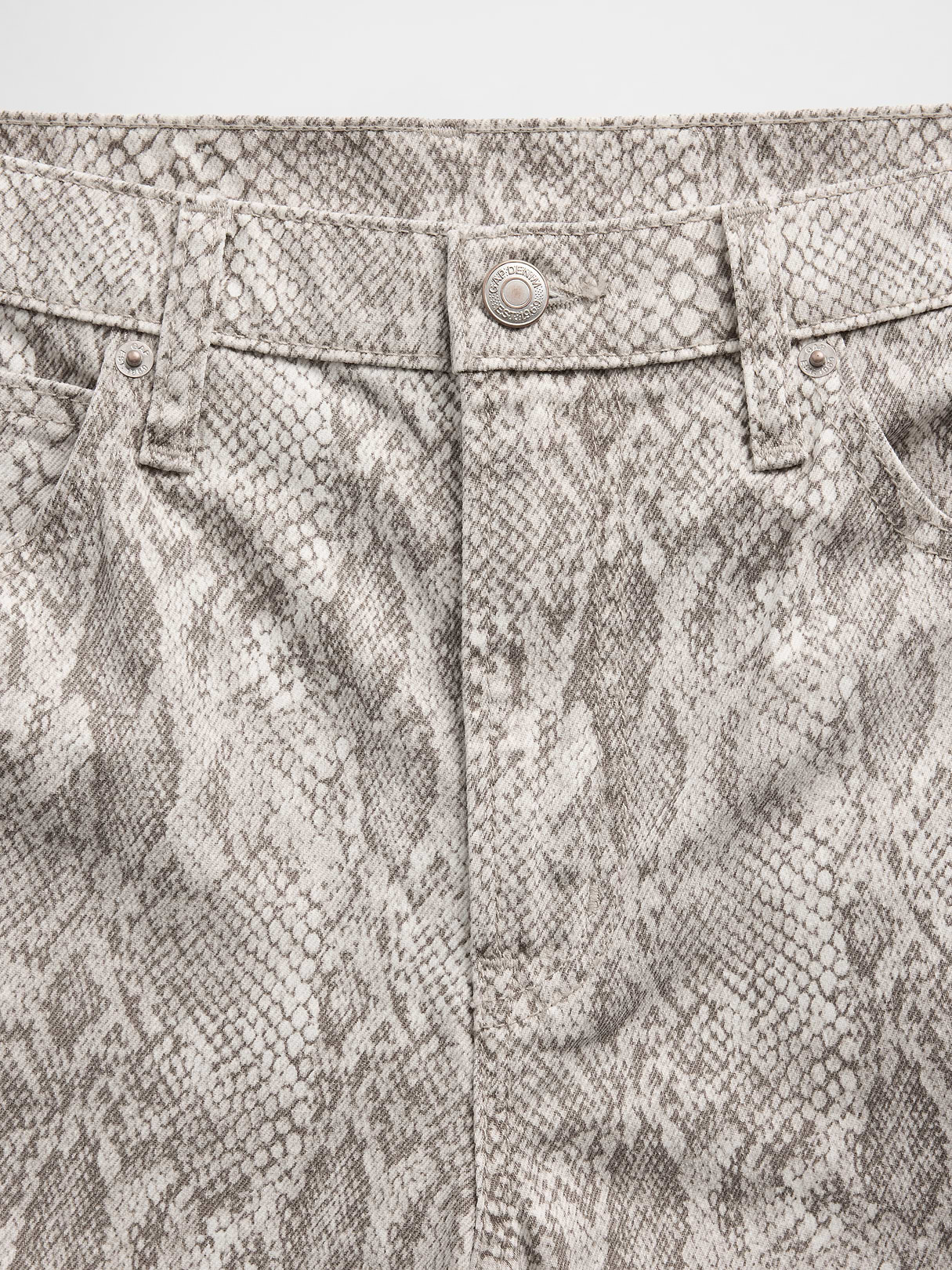 High Rise Barrel Cargo Jeans - Snake print