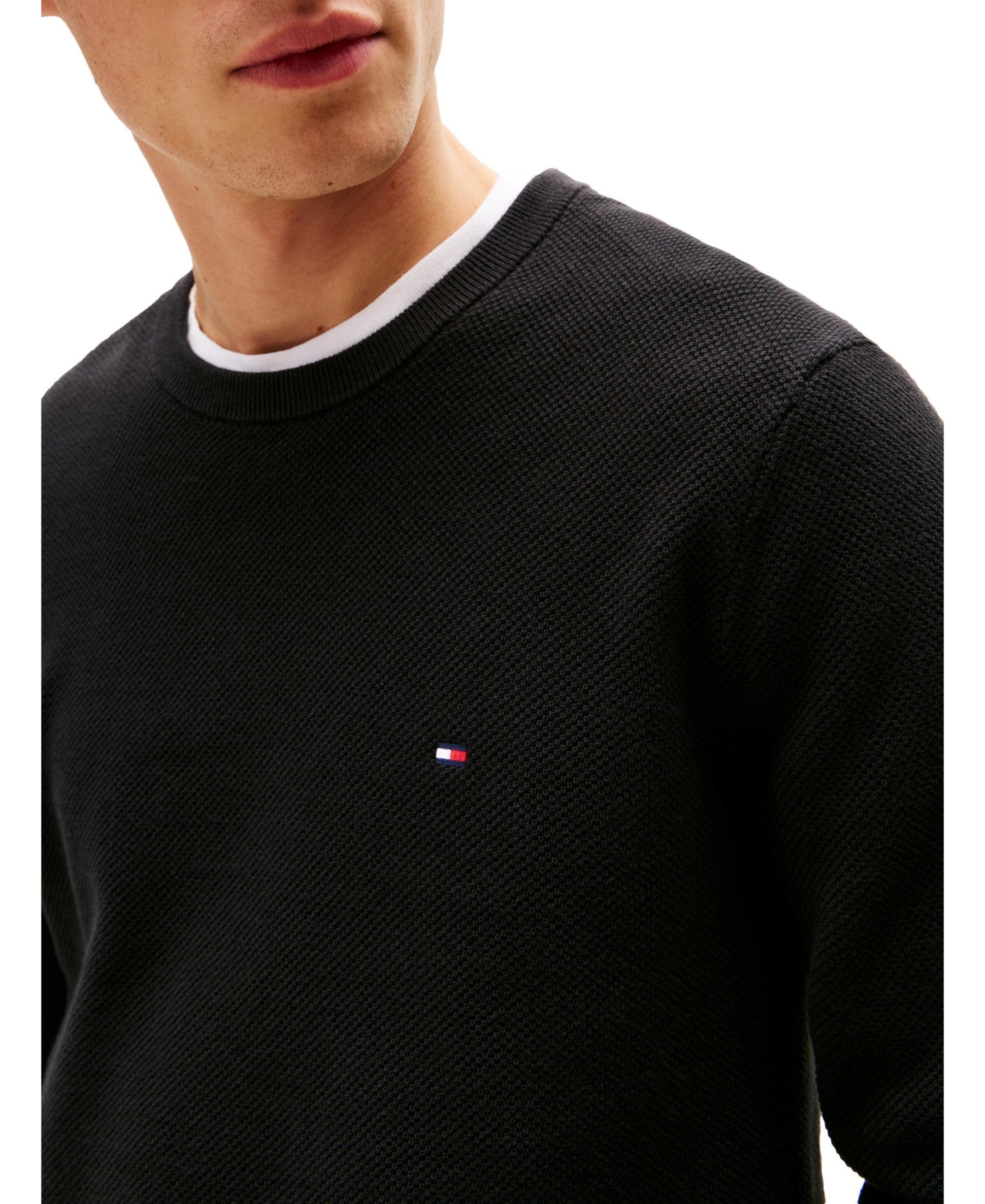 Tommy Hilfiger Men's Essential Texture Cotton Crewneck Sweater - Black