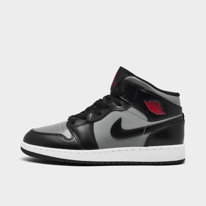 Big Kids' Air Jordan Retro 1 Mid Casual Shoes - Black/Gym Red/Particle Grey/White - view 1