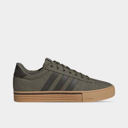 Men's adidas Daily 4.0 Casual Shoes (Big Kids' Sizes Available) - Part 2 - Olive Strata/Shadow Olive/Gum - Left shoe facing left. Outside of the shoe.
