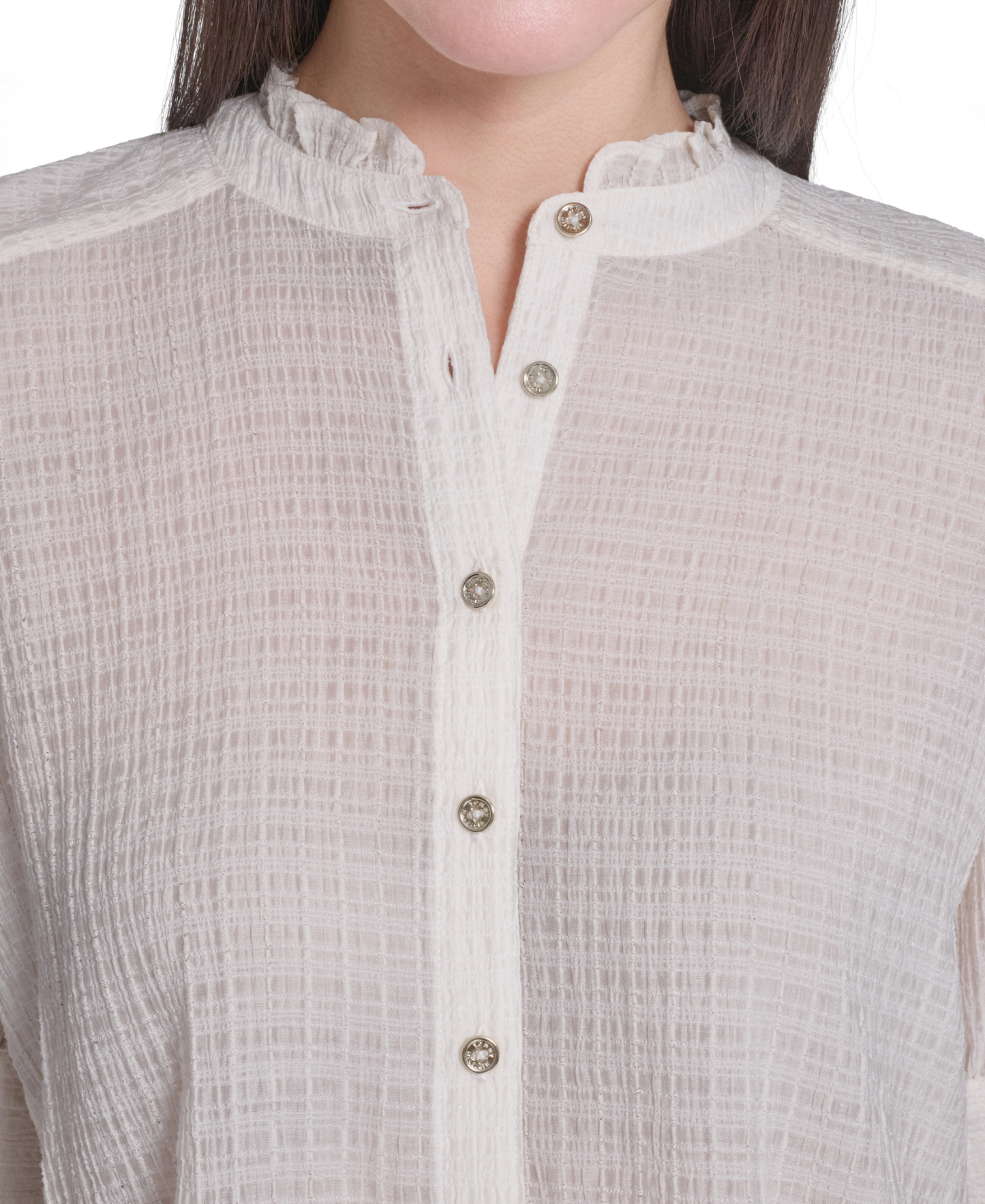 Tommy Hilfiger Women's Puff-Sleeve Button-Front Top - Ivory