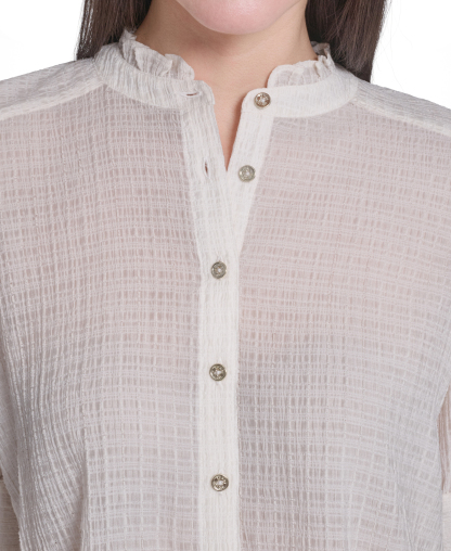 Tommy Hilfiger Women's Puff-Sleeve Button-Front Top - Ivory