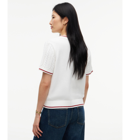 Tommy Hilfiger Women's Heritage Cable-Knit Short-Sleeve Sweater - Ecru