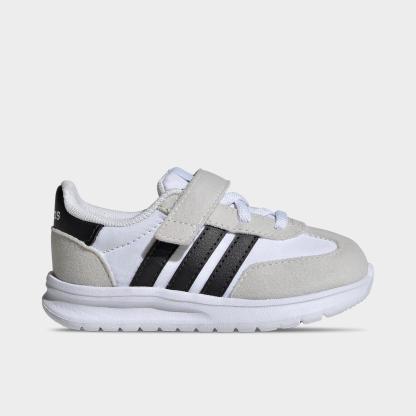 Kids' Toddler adidas Run 70s 2.0 Hook-And-Loop Stretch Lace Casual Shoes - Footwear White/Core Black/Grey One - Left shoe facing left. Outside of the shoe.