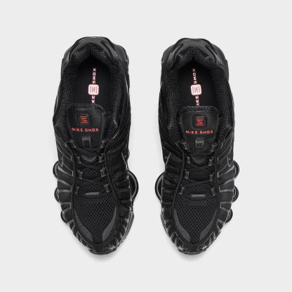 Women's Nithtke Shox TL Casual Shoes - Black/Black/Metallic Hematite/Max Orange - Top view