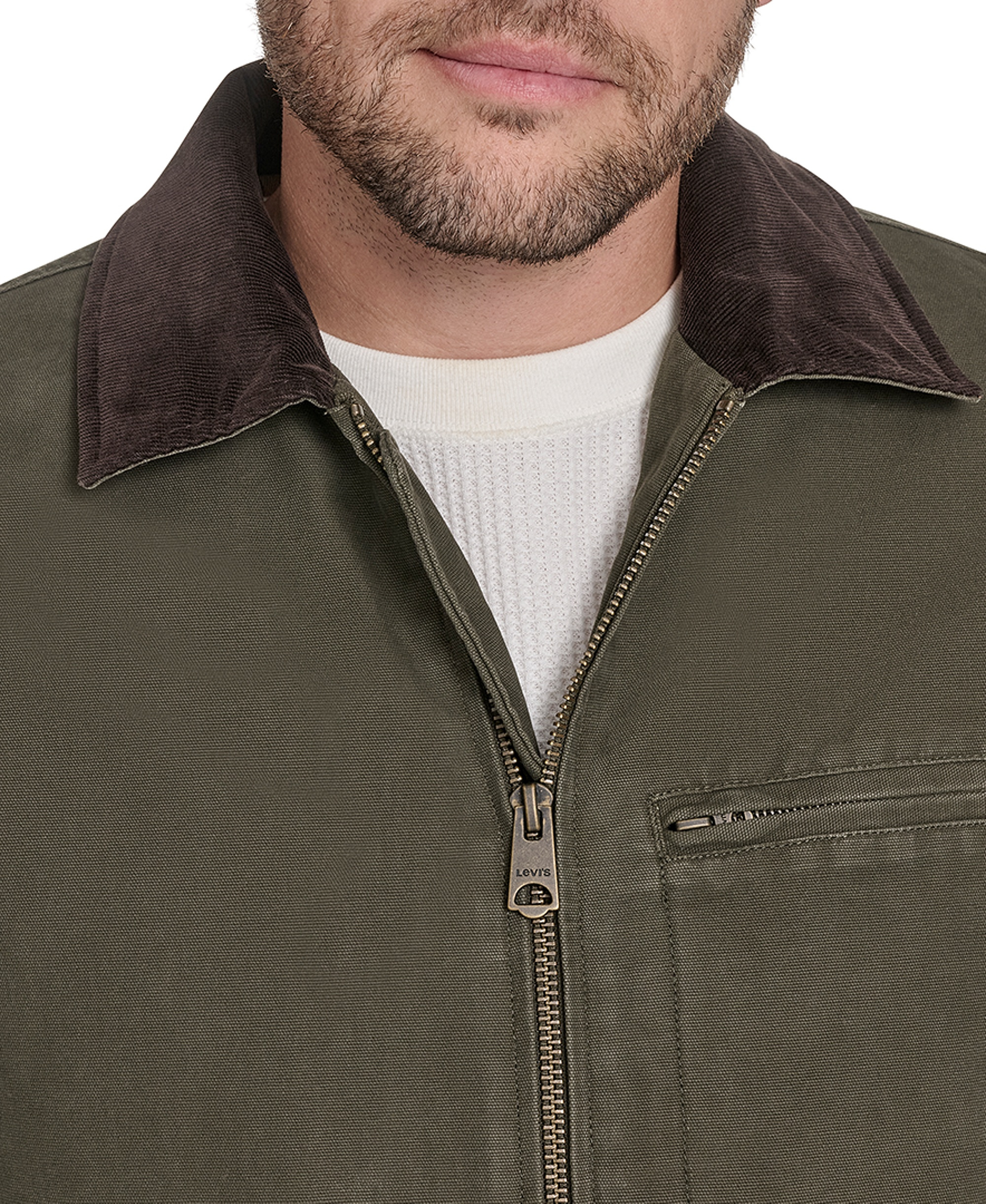 Levi's Men's Cotton Canvas Zip-Front Depot Jacket - Olive
