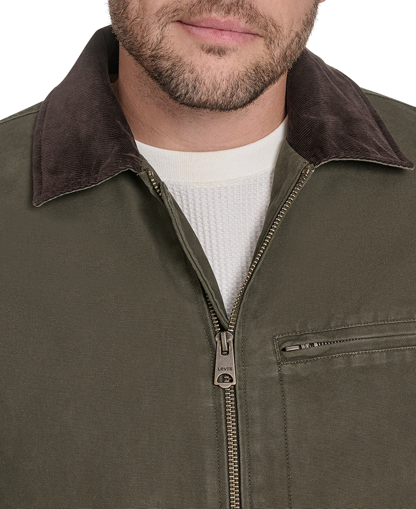 Levi's Men's Cotton Canvas Zip-Front Depot Jacket - Olive