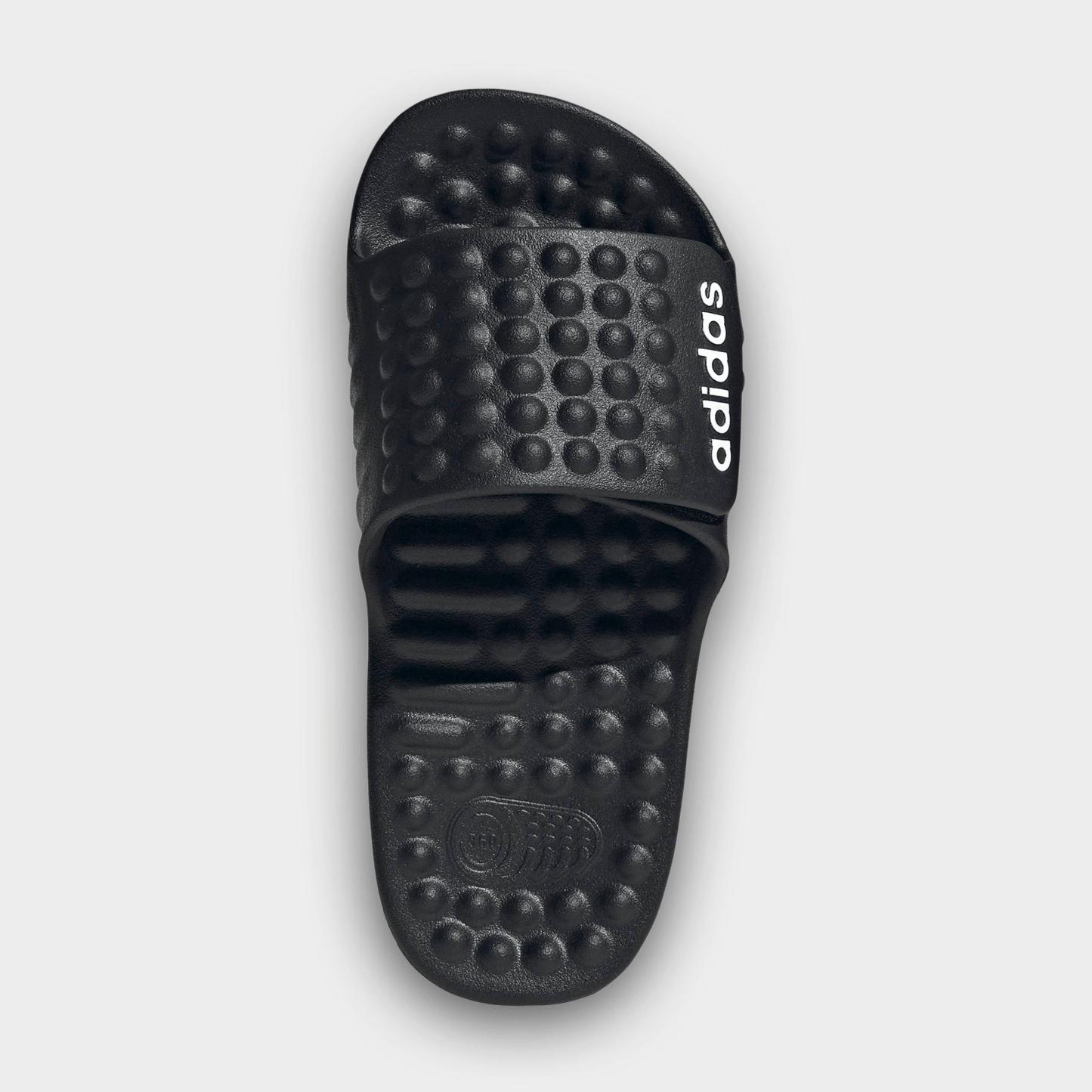 Big Kids' adidas adissage 360Rec Slide Sandals - Black/White - Top view