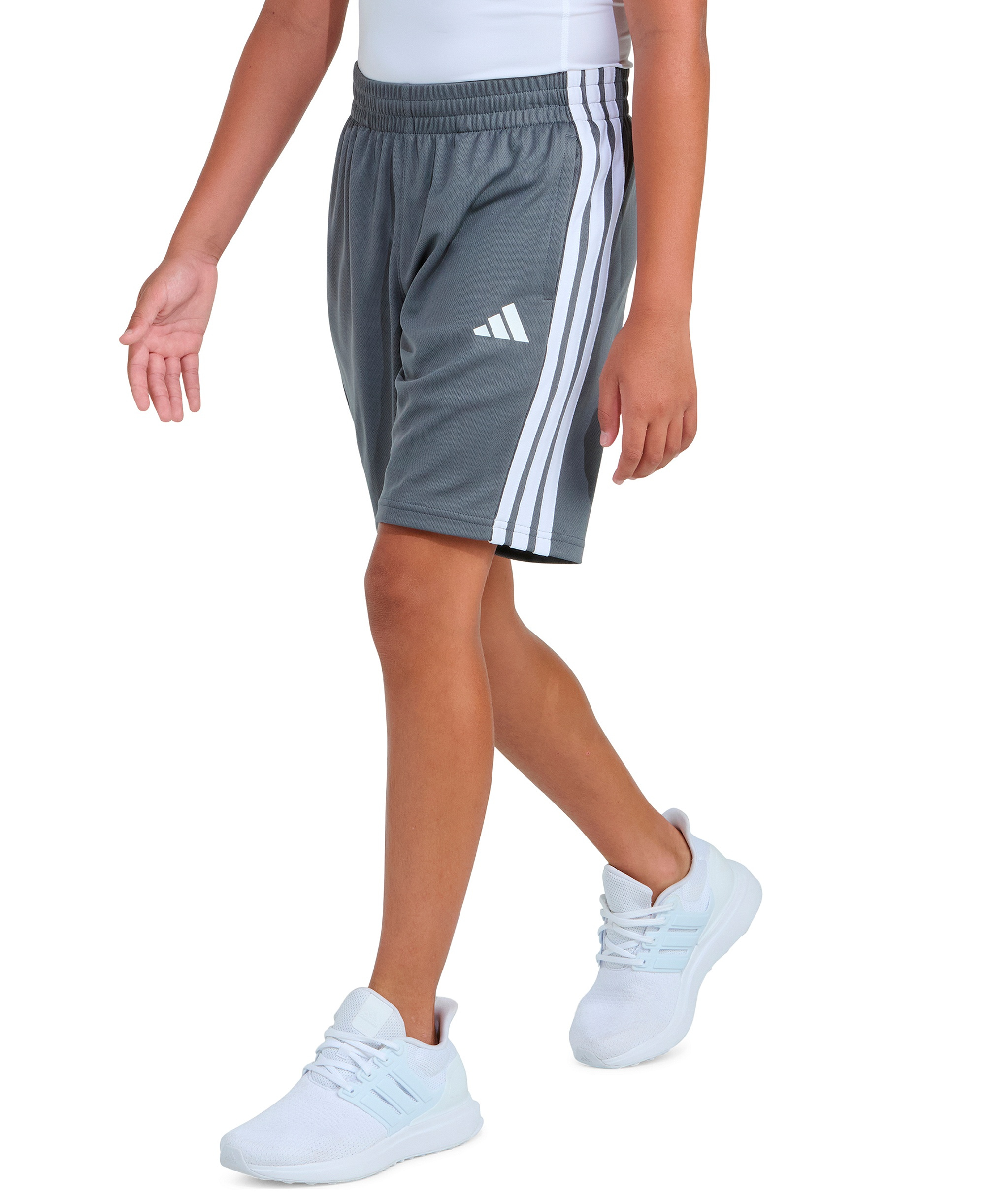 adidas Boys' 8-18 Elastic Waistband Drawcord Shorts - Gray