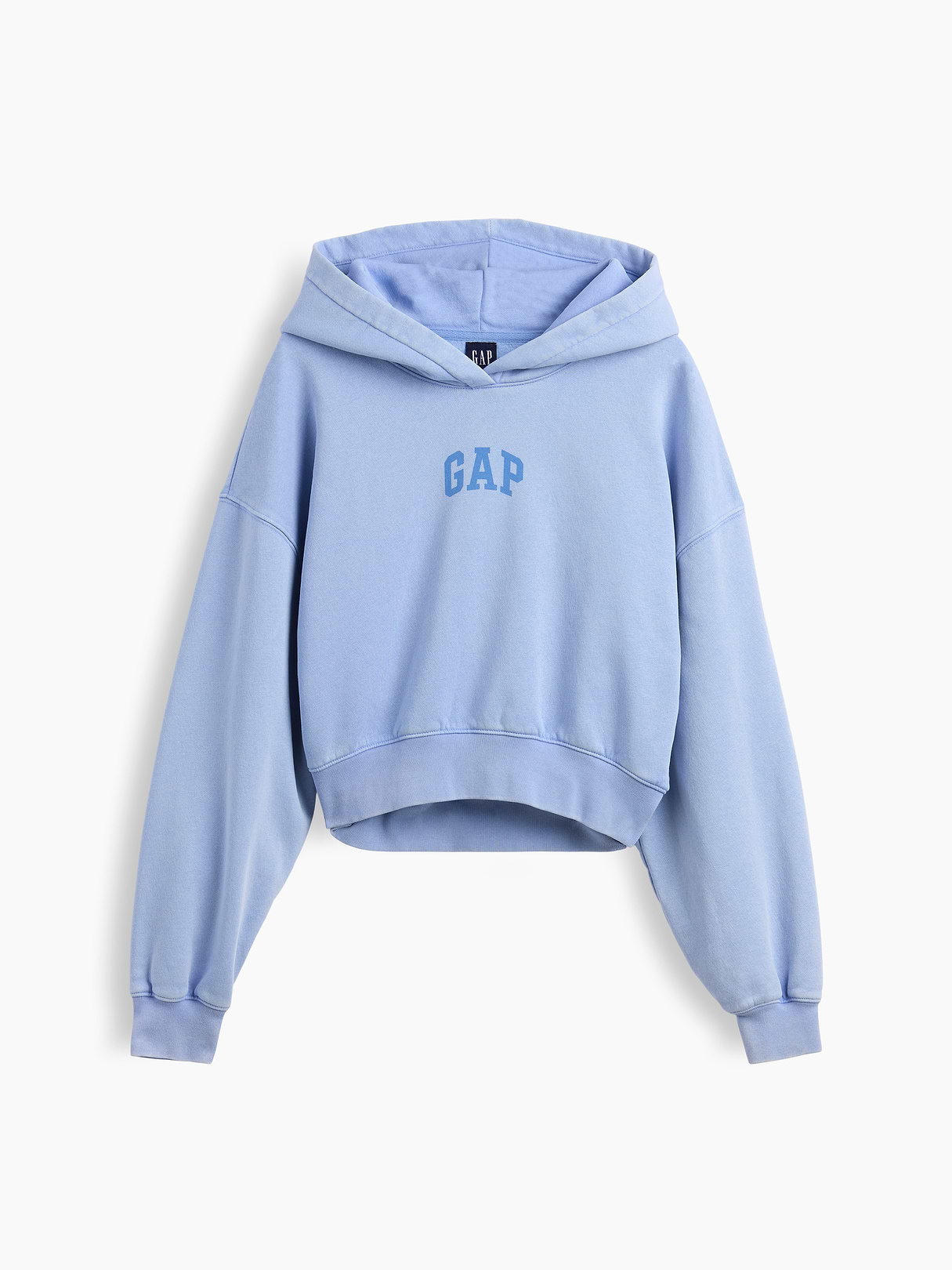 VintageSoft Crop Logo Hoodie - Air stream blue