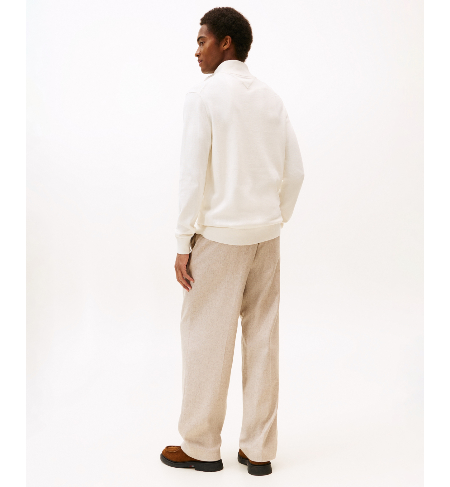 Tommy Hilfiger Men's Essential Cotton Quarter-Zip Sweater - Ivory Petal