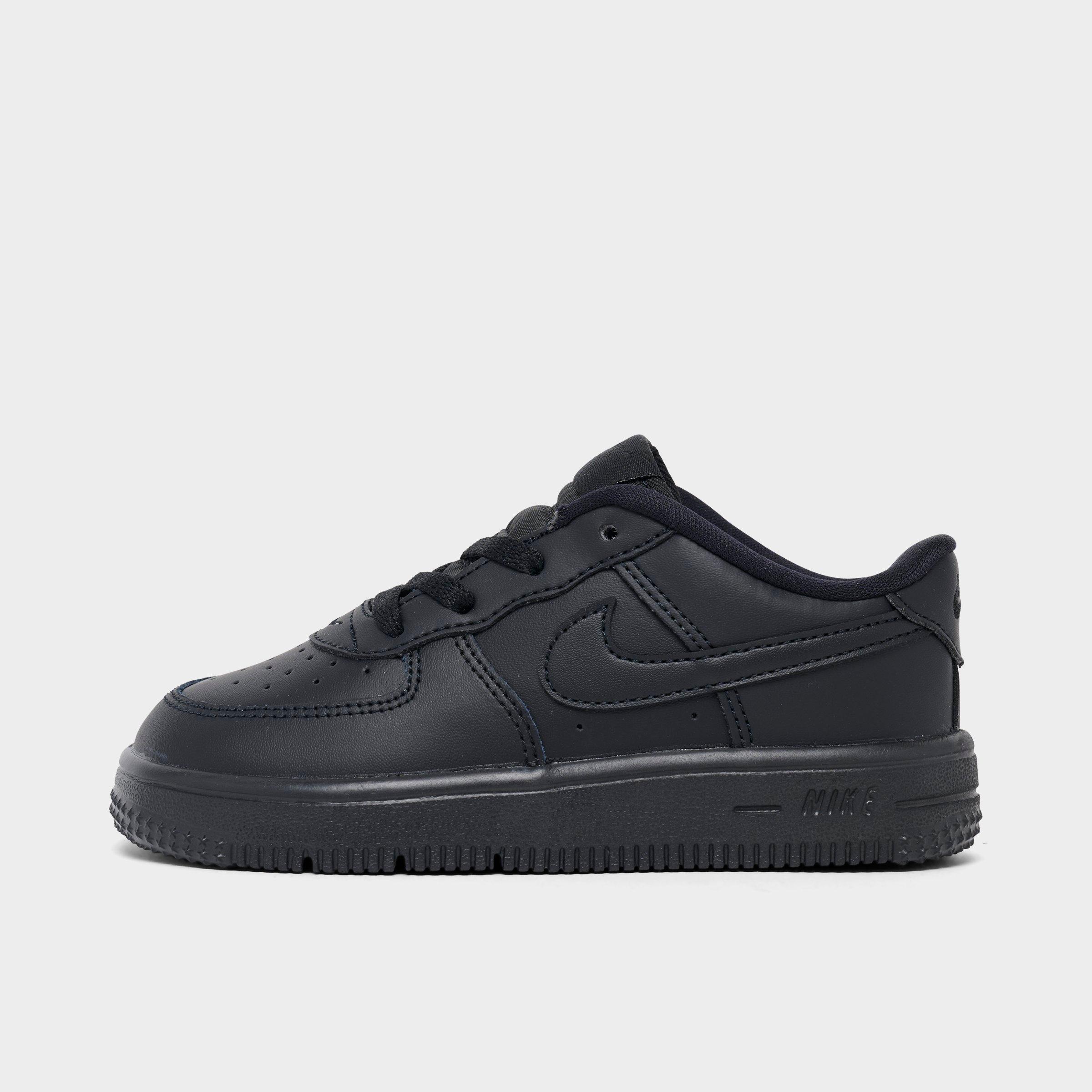 Infant and Kids' Toddler Nithtke Force 1 Low Casual Shoes - Part 1 - Black/Black/Black - Left shoe facing left. Outside of the shoe.