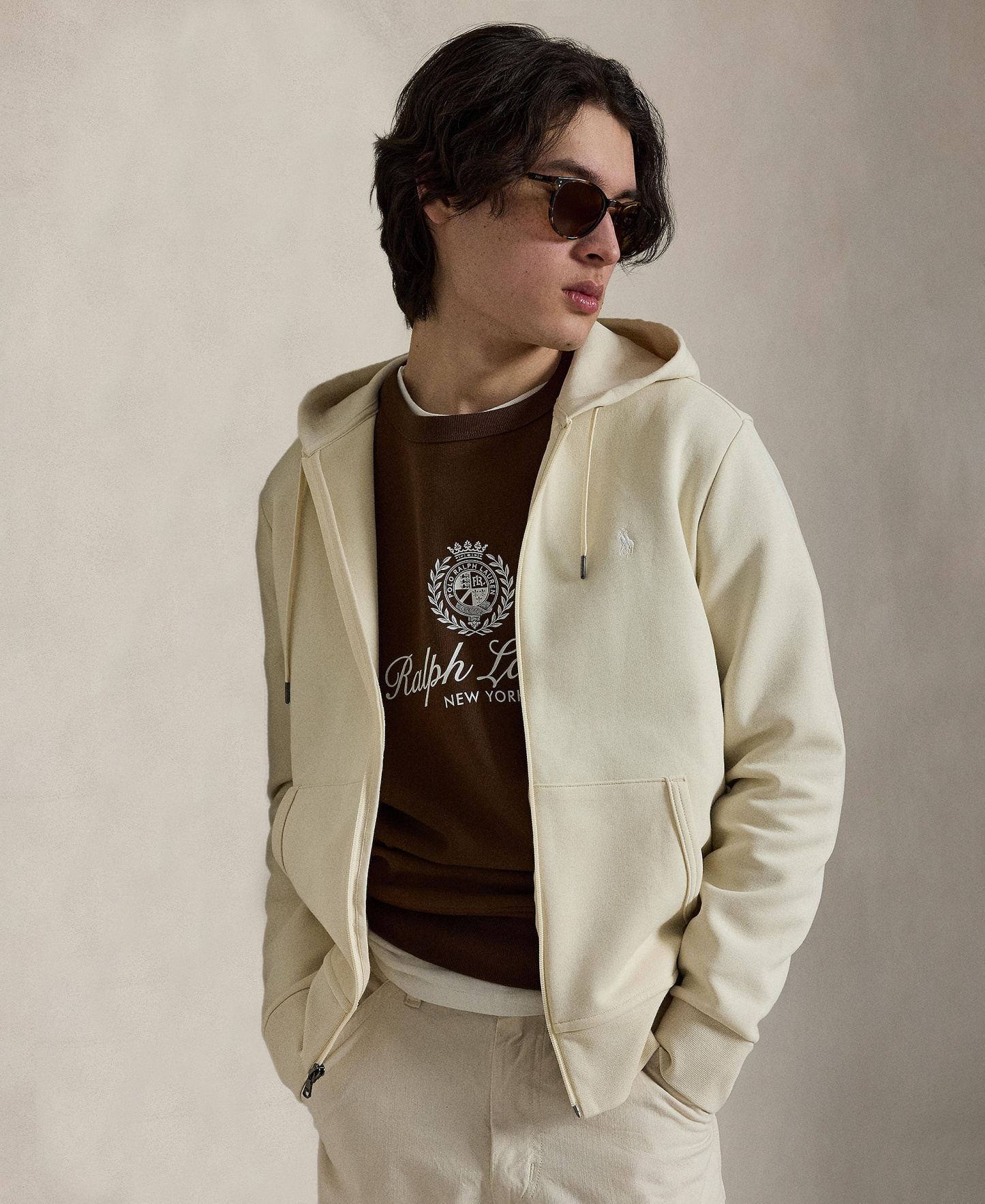 Polo Ralph Lauren Men's Double-Knit Full-Zip Hoodie - Guide Cream