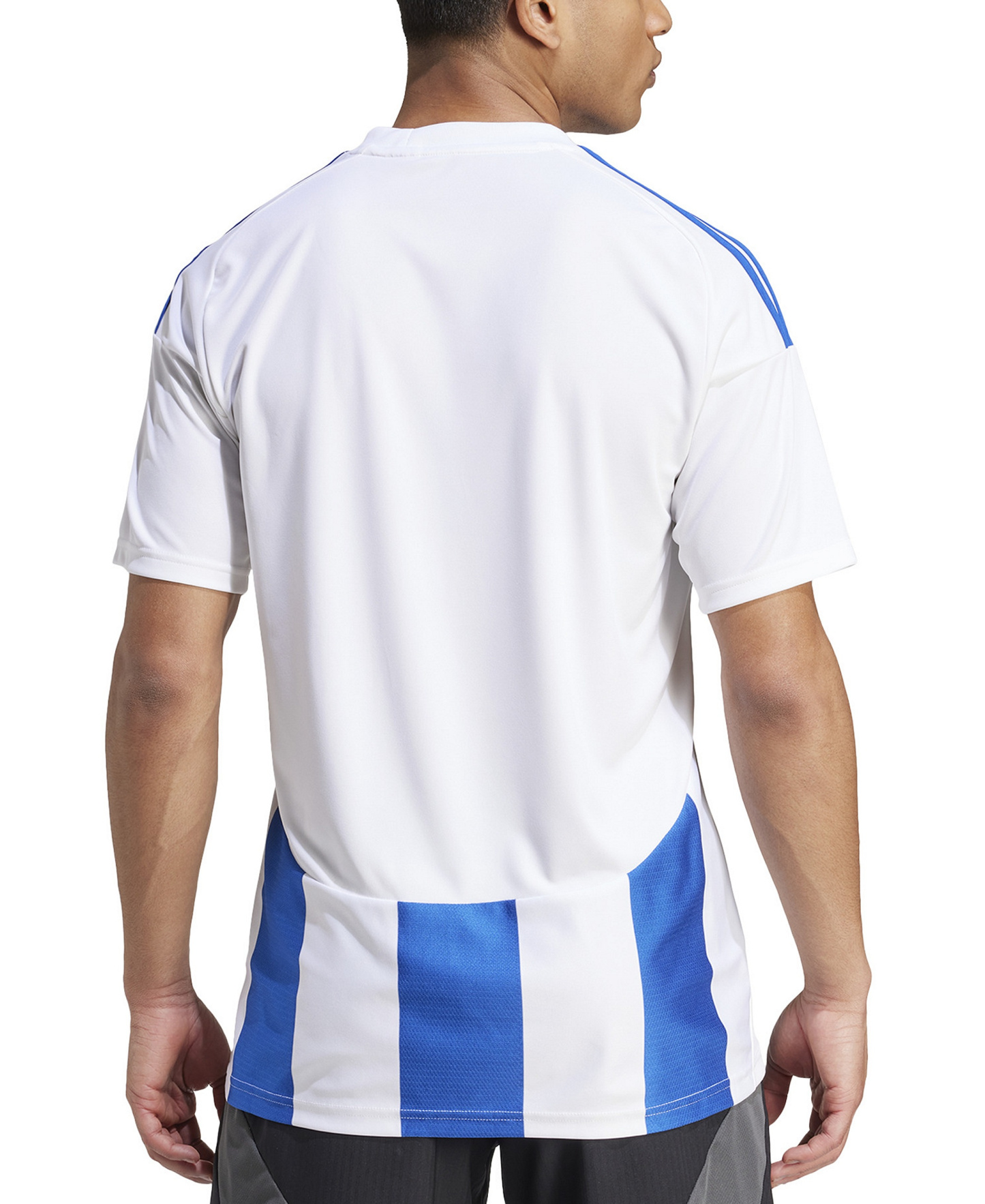 adidas Men's Stripe Logo Jersey T-Shirt - White / Royal