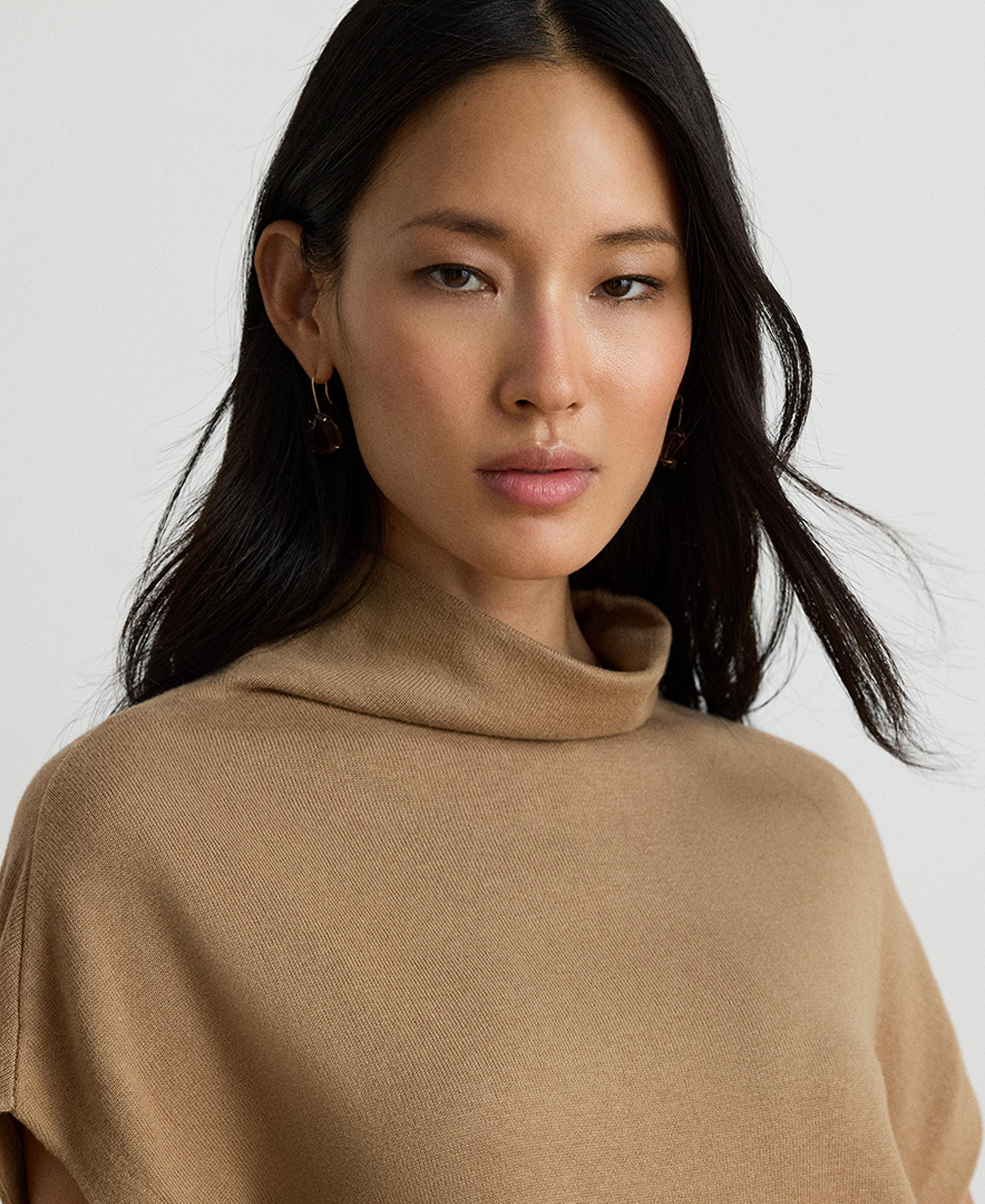 Lauren Ralph Lauren Women's Mock-Neck Cap-Sleeve Sweater - Lauren Camel