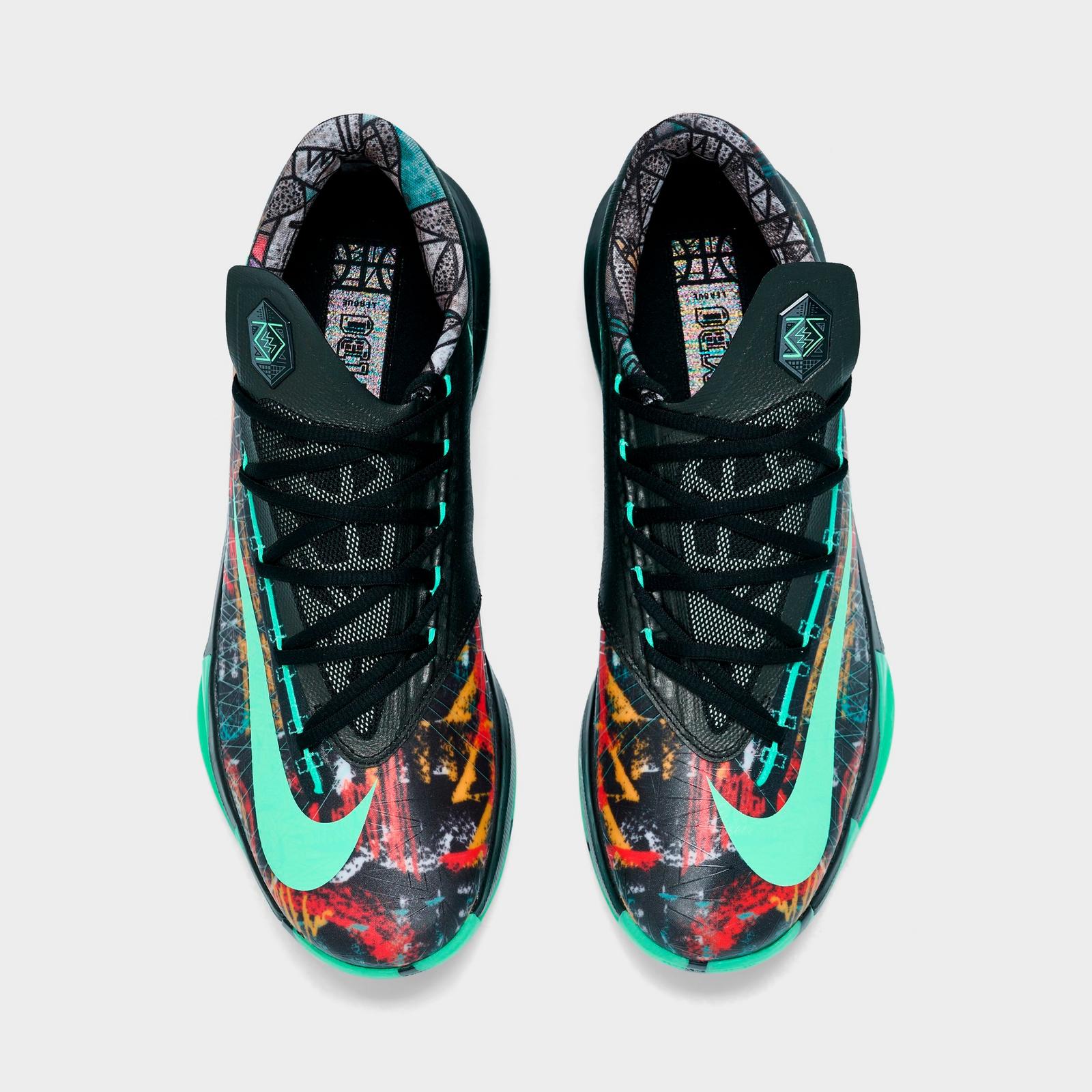 Men's Nike KD 6 Basketball Shoes - Multi-Color/Green Glow/Black