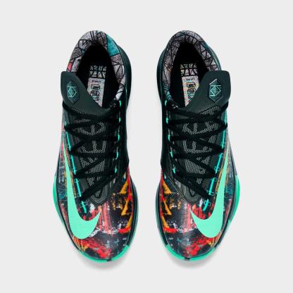 Men's Nike KD 6 Basketball Shoes - Multi-Color/Green Glow/Black