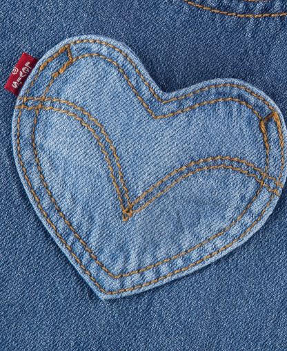 Levi's Toddler Girls' 2T-4T Hearts Detail Relaxed-Fit Overalls - Rodeo