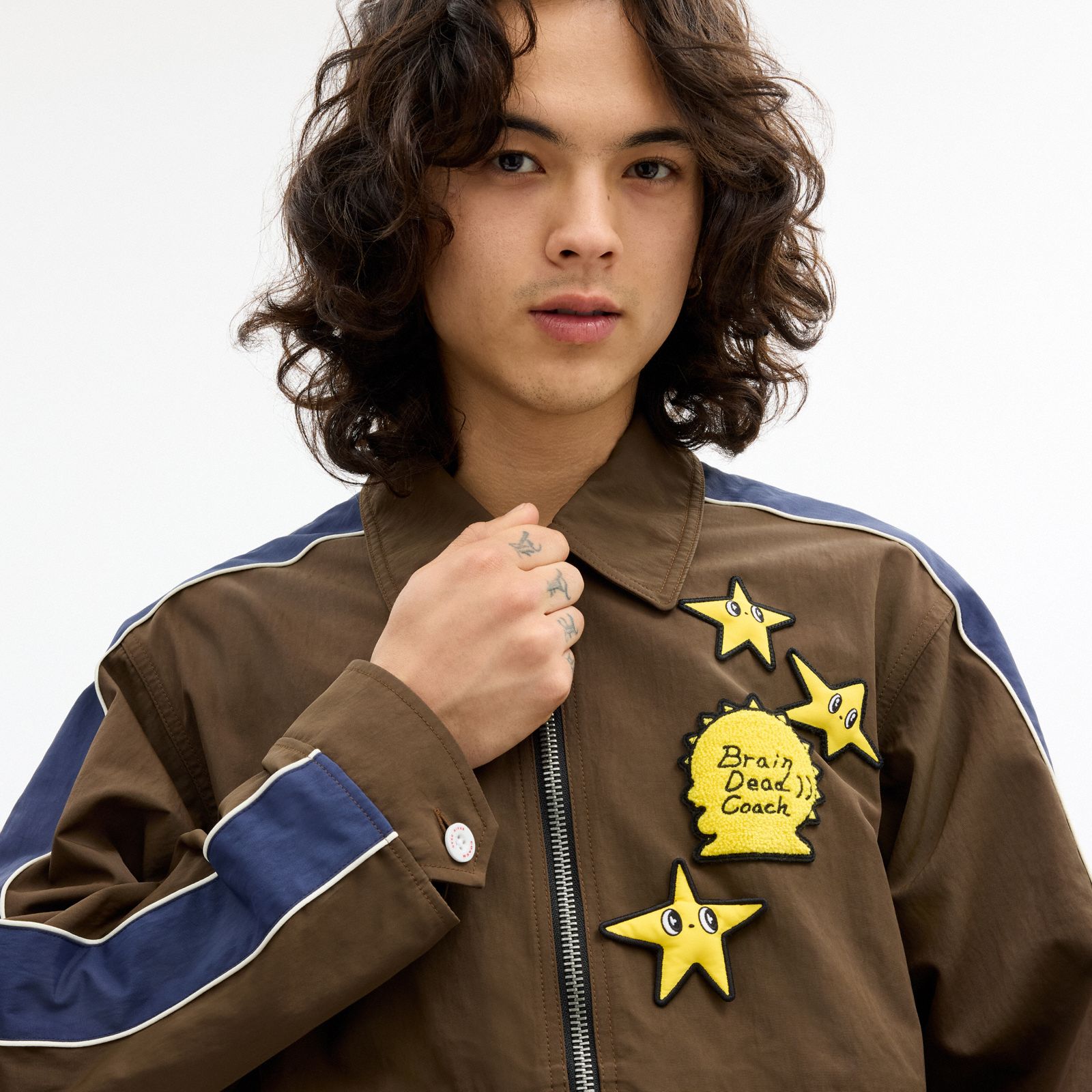 Coach | Brain Dead Nylon Racer Jacket In Recycled Polyamide - Brown - view 4