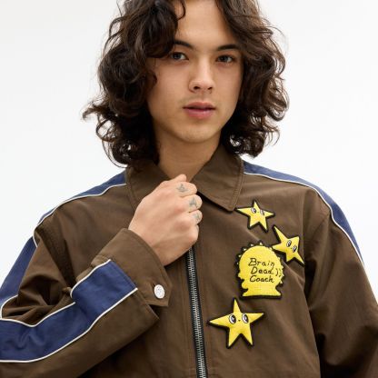Coach | Brain Dead Nylon Racer Jacket In Recycled Polyamide - Brown - view 4