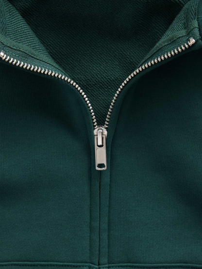 VintageSoft Terry Oversized Wedge Zip Hoodie - Dark green