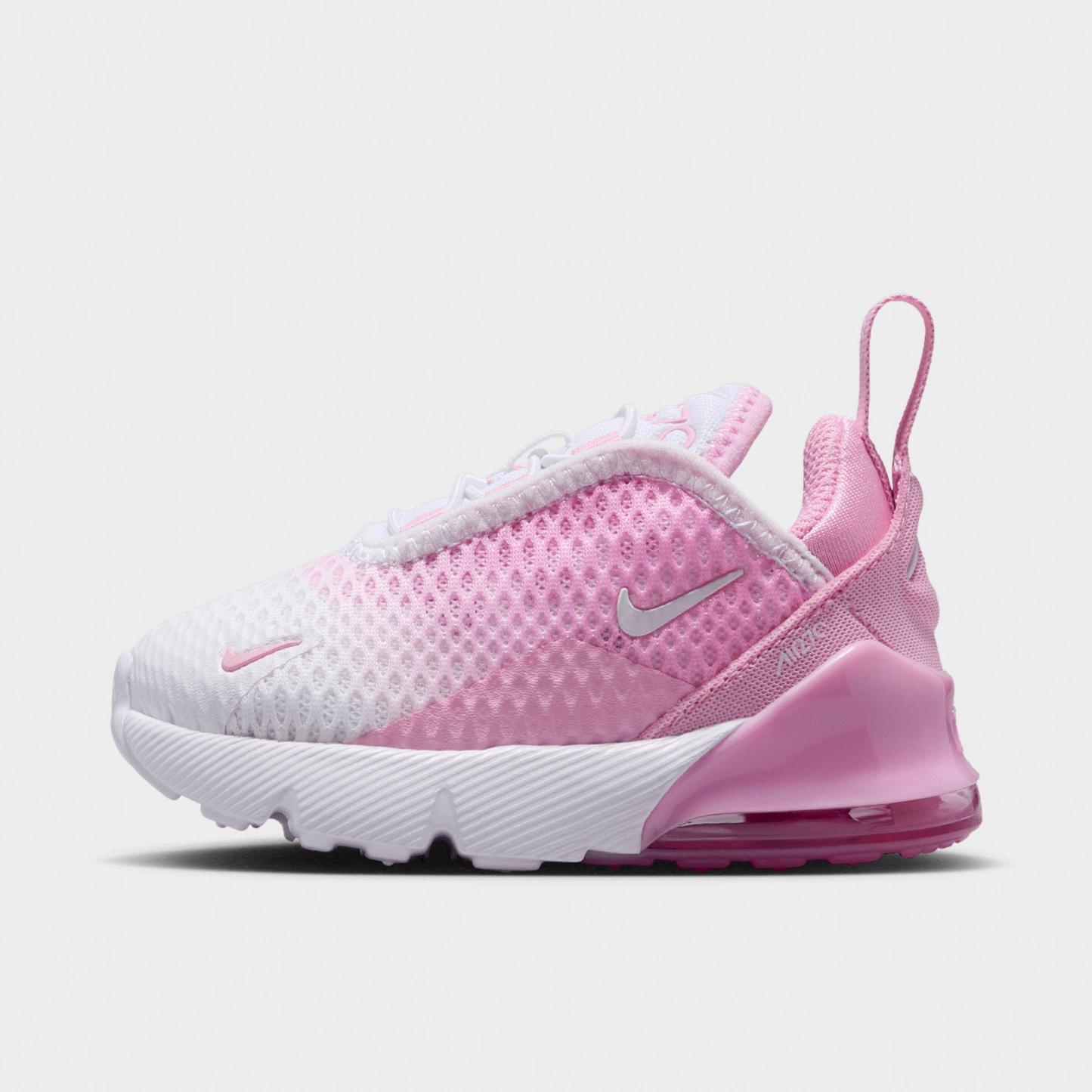 Kids' Toddler Nithtke Air Max 270 Casual Shoes - Pink Rise/White - Left shoe facing left. Outside of the shoe.