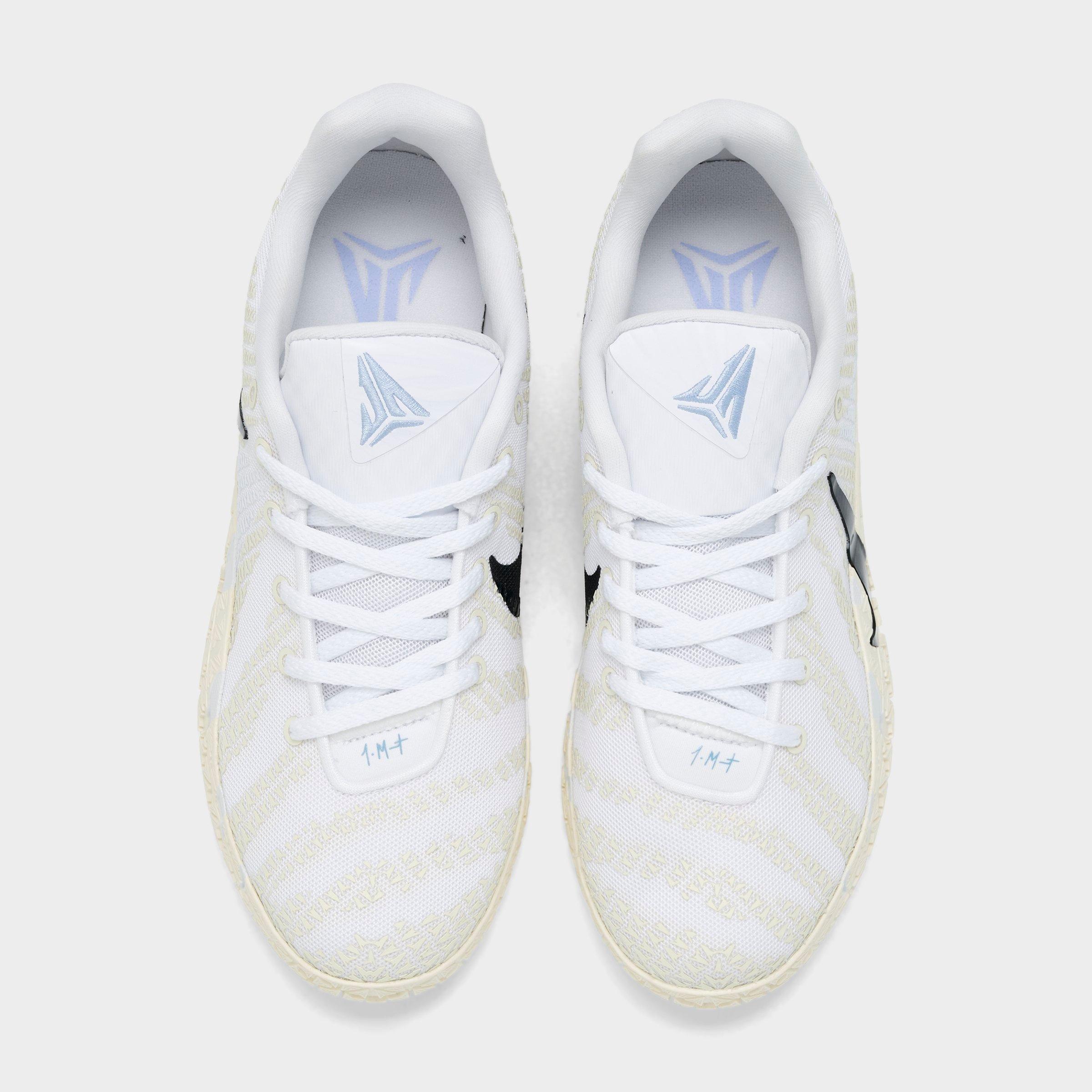 Big Kids' Nithtke Ja 3 Basketball Shoes - White/Coconut Milk/Desert Khaki/Black - Top view