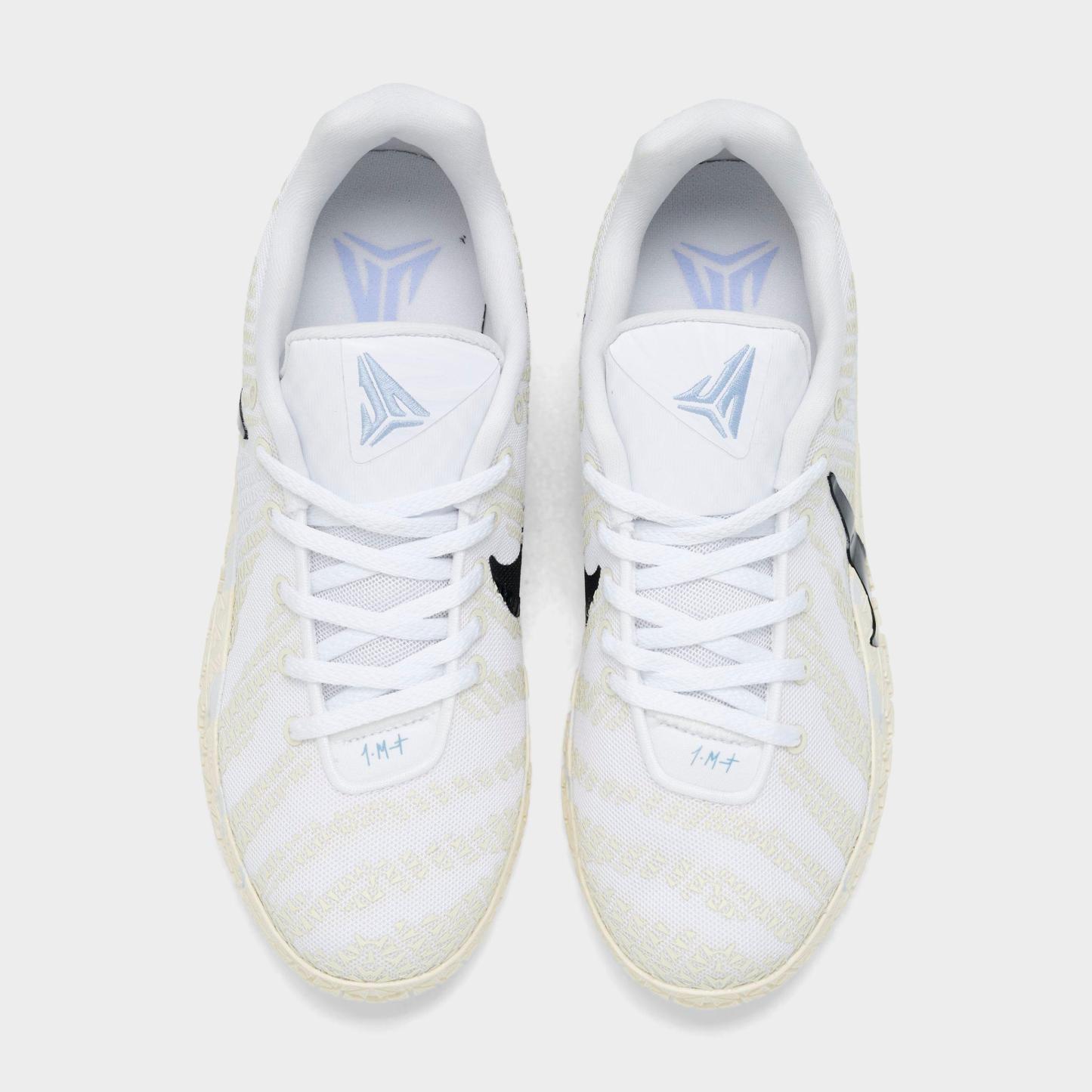 Big Kids' Nithtke Ja 3 Basketball Shoes - White/Coconut Milk/Desert Khaki/Black - Top view