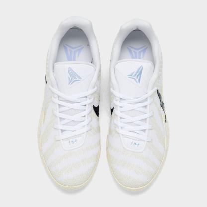 Big Kids' Nithtke Ja 3 Basketball Shoes - White/Coconut Milk/Desert Khaki/Black - Top view