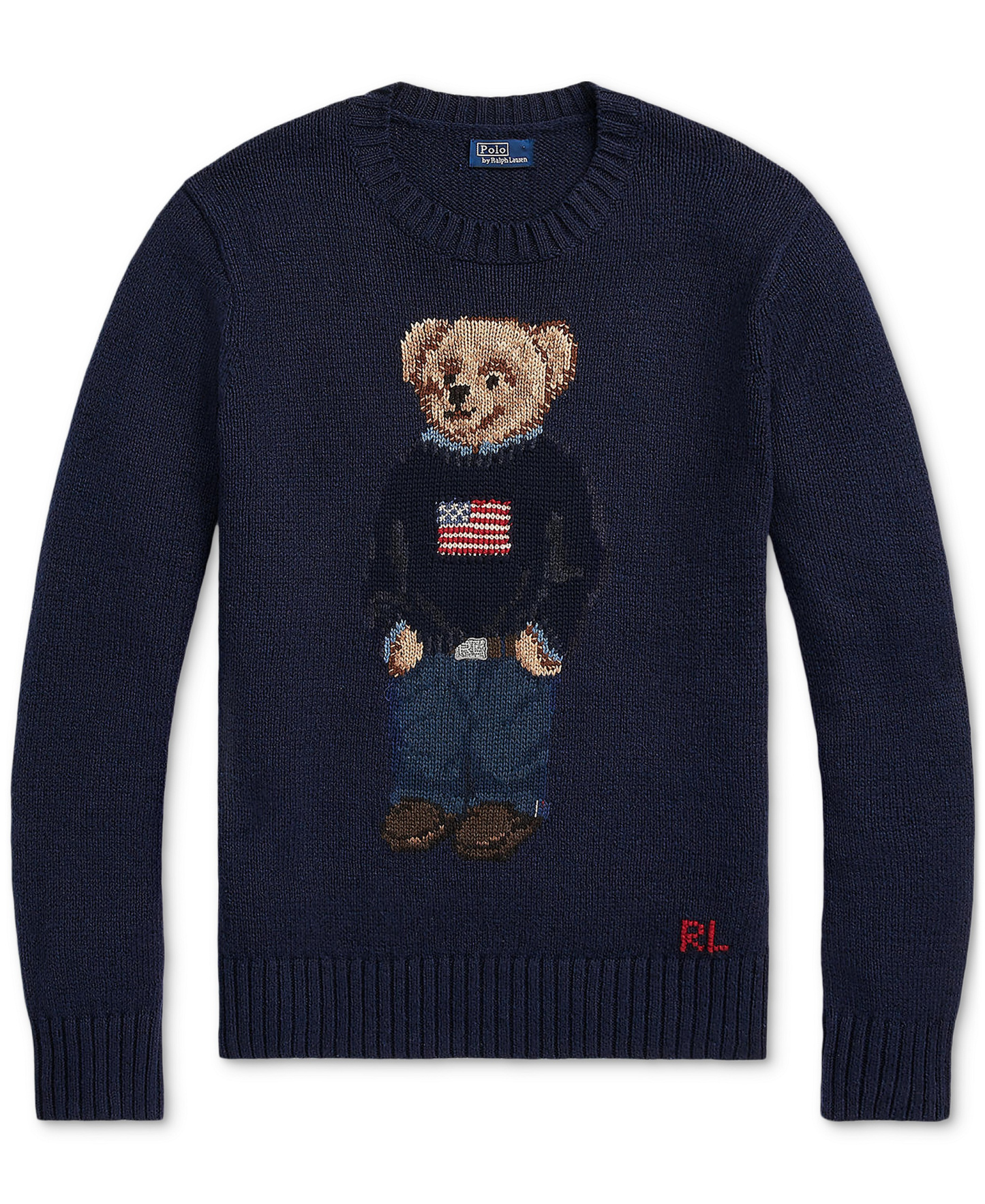 Polo Ralph Lauren Women's Polo Bear Linen-Cotton Crewneck Sweater - Navy Multi