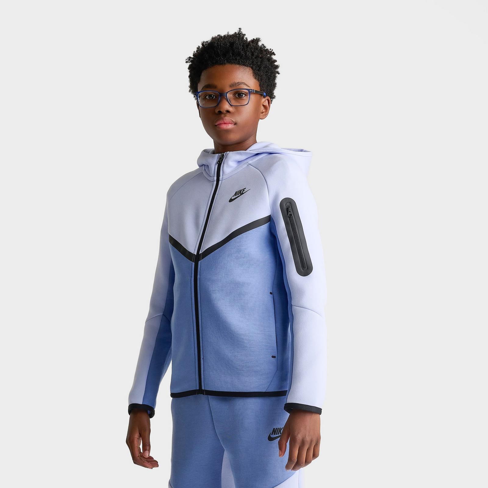 Boys' Big Kids' Nike Sportswear Tech Fleece Full-Zip Hoodie - Hydrogen Blue/Work Blue