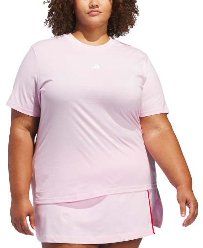 adidas Women's Short-Sleeve Cotton Crewneck Logo T-Shirt - Bright Pink