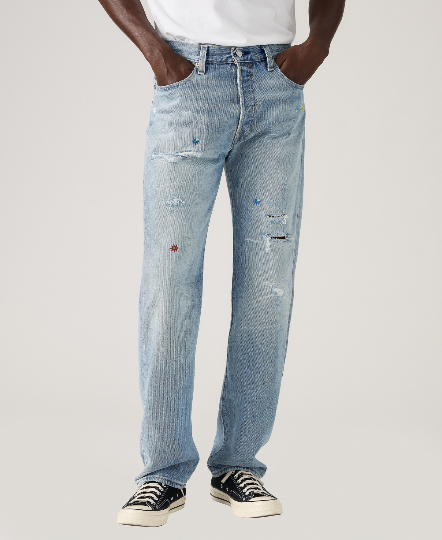 Levi's Men's 501 Straight-Fit Button Fly Stretch Jeans - Fix the car