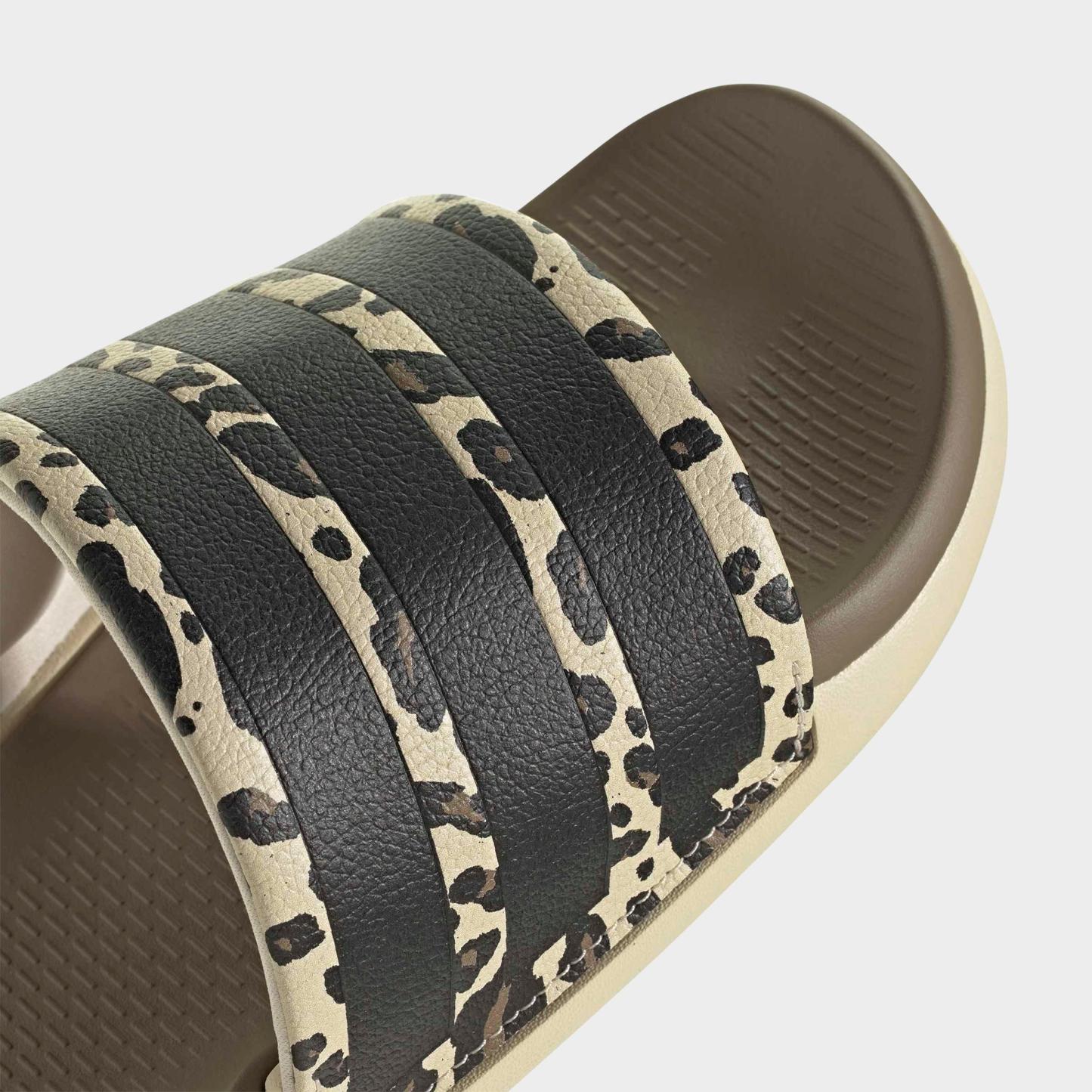 Women's adidas Adilette Comfort 2.0 Slide Sandals - Crystal Linen/Core Black/Crystal Linen - Detail shot