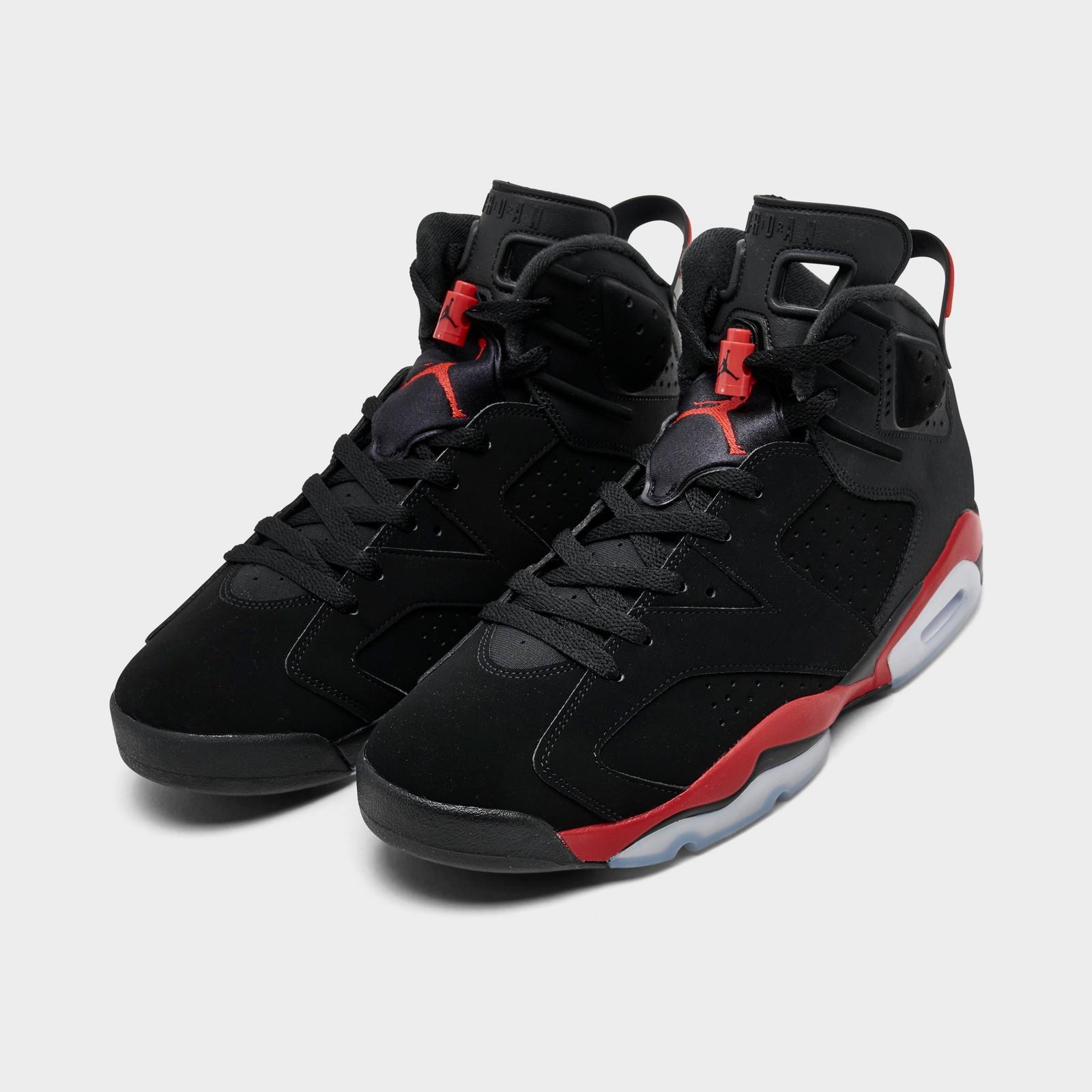 Men's Air Jordan Retro 6 Basketball Shoes - Black/Light Crimson - view 2