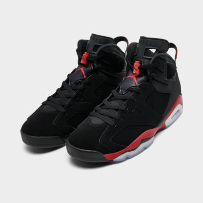 Men's Air Jordan Retro 6 Basketball Shoes - Black/Light Crimson - view 2