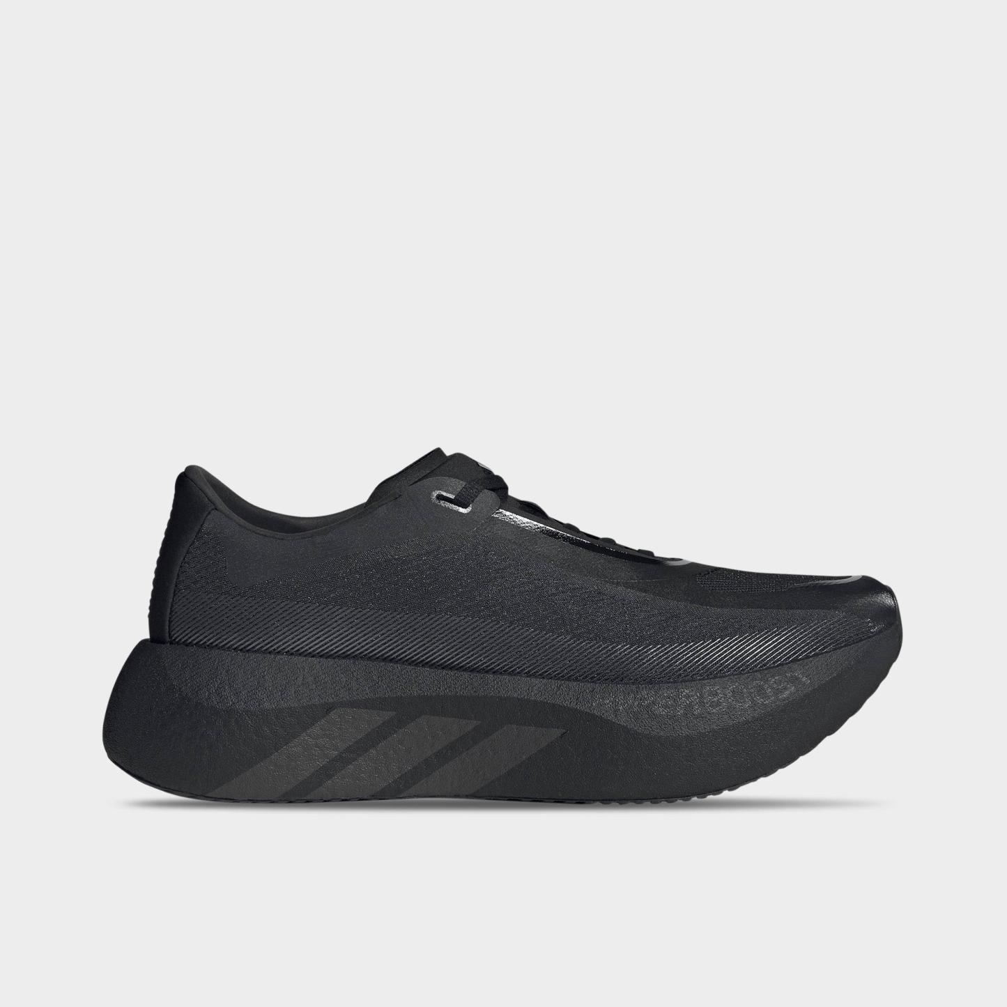 Men's adidas Hyperboost Edge Running Shoes - Part 1 - Core Black/Carbon/Carbon - Left shoe facing left. Outside of the shoe.