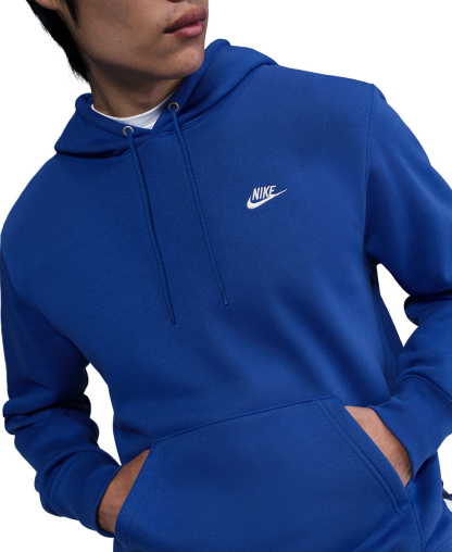 Nike Men's Club Pullover Fleece Hoodie Logo - Game Royal/White