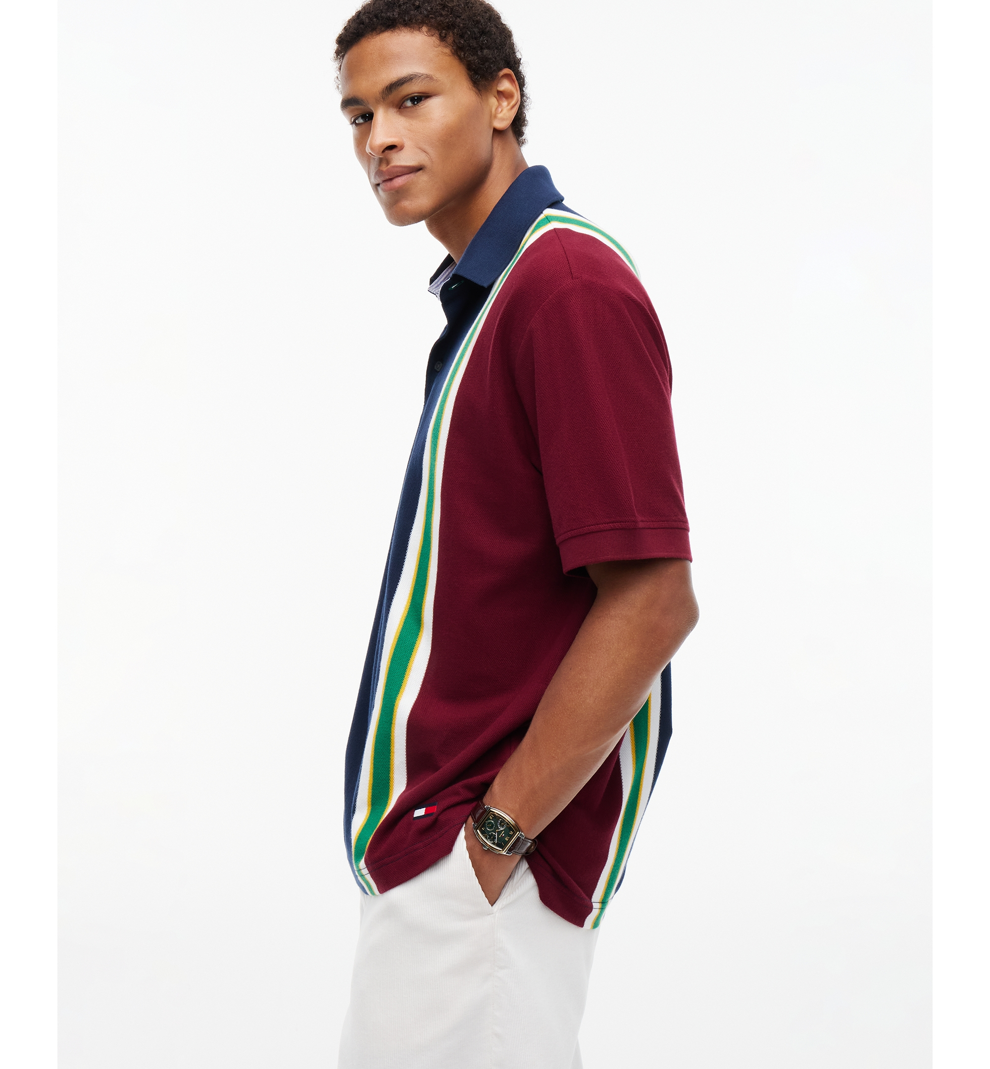 Tommy Hilfiger Men's American Icons Heritage Stripe Cotton Piqué Polo Shirt, Created for Macy's - Nouveau Green Heritage Stripe