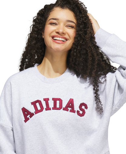 adidas Women's Chenille Logo Graphic Sweatshirt - Light Gray Heather