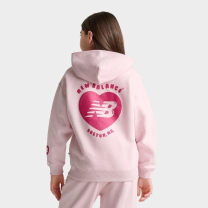 Girls' Big Kids' New Balance Heart Bubble Pullover Hoodie - Rose Sugar - view 1