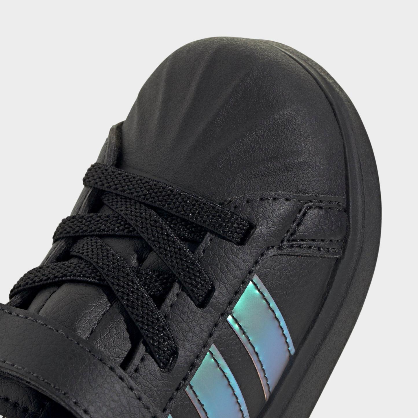 Kids' Toddler adidas Streettalk Hook-And-Loop Stretch Lace Casual Shoes - Black/Iridescent - Detail shot