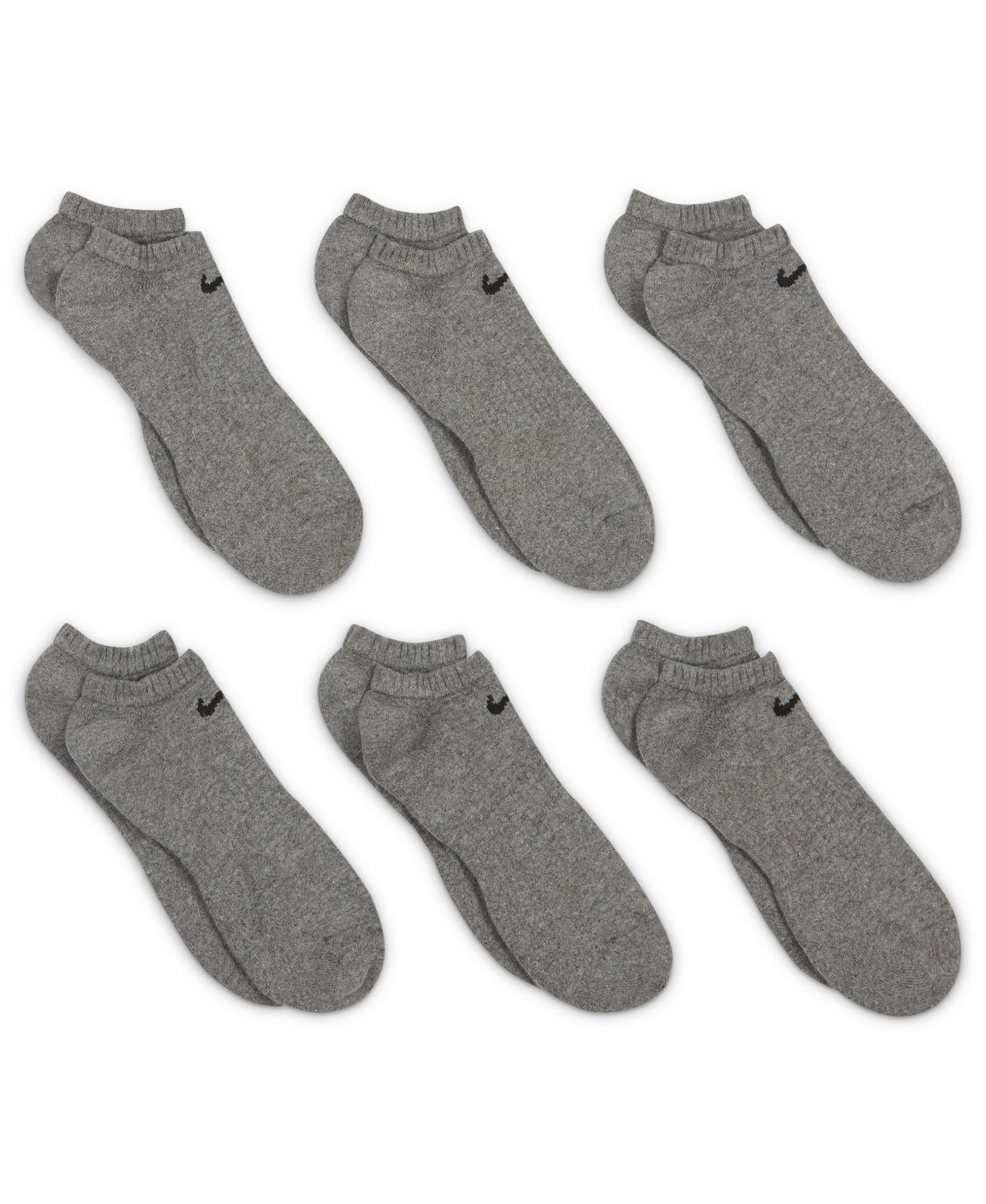 Nike Unisex Everyday Cushioned Training No-Show Socks, 6-Pack - Carbon Heather/Black
