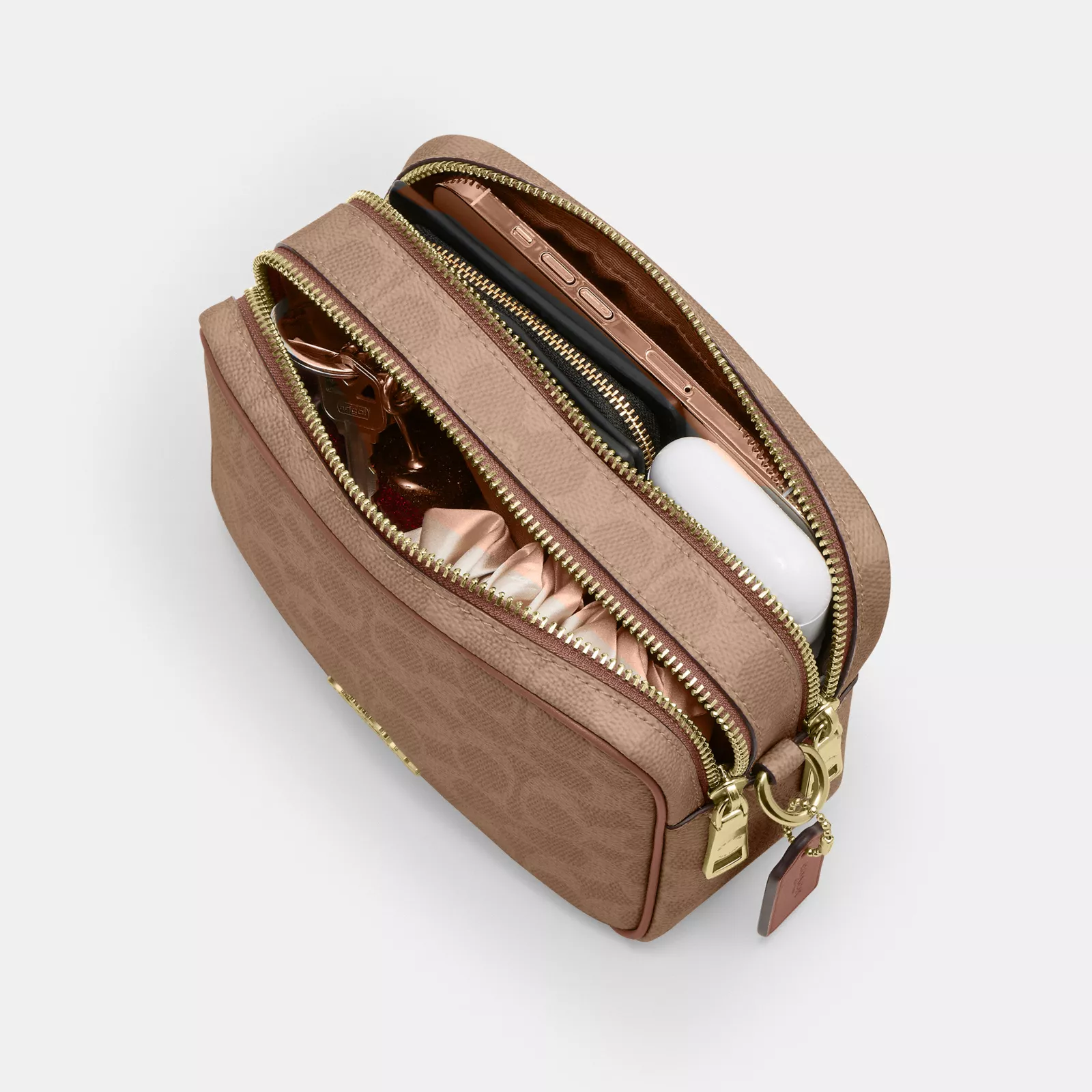 Mini Carey Crossbody Bag In Signature Canvas - Gold/Tan/Brown - view 5