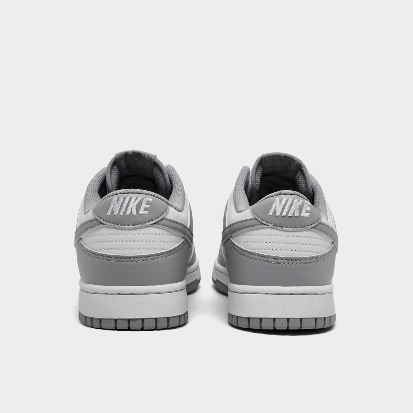 Men's Nike Dunk Low Retro Casual Shoes - White/White/Light Smoke Grey