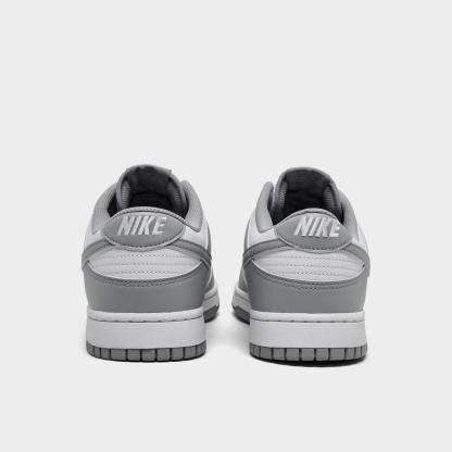 Men's Nike Dunk Low Retro Casual Shoes - White/White/Light Smoke Grey