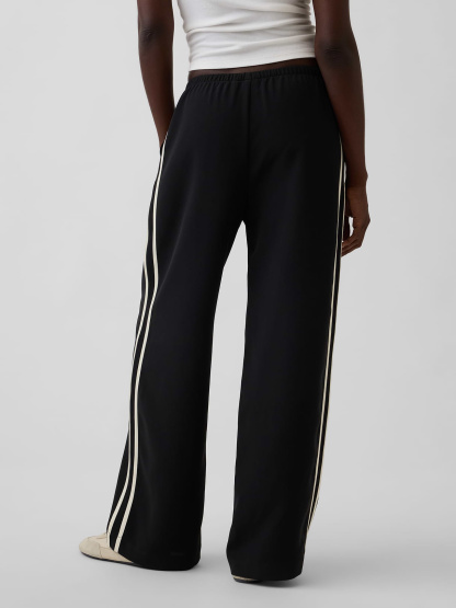 Easy Wide-Leg Pants - Black with off white stripe
