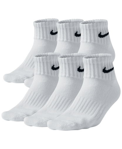 Nike Unisex Quarter Socks, 6-Pack - White