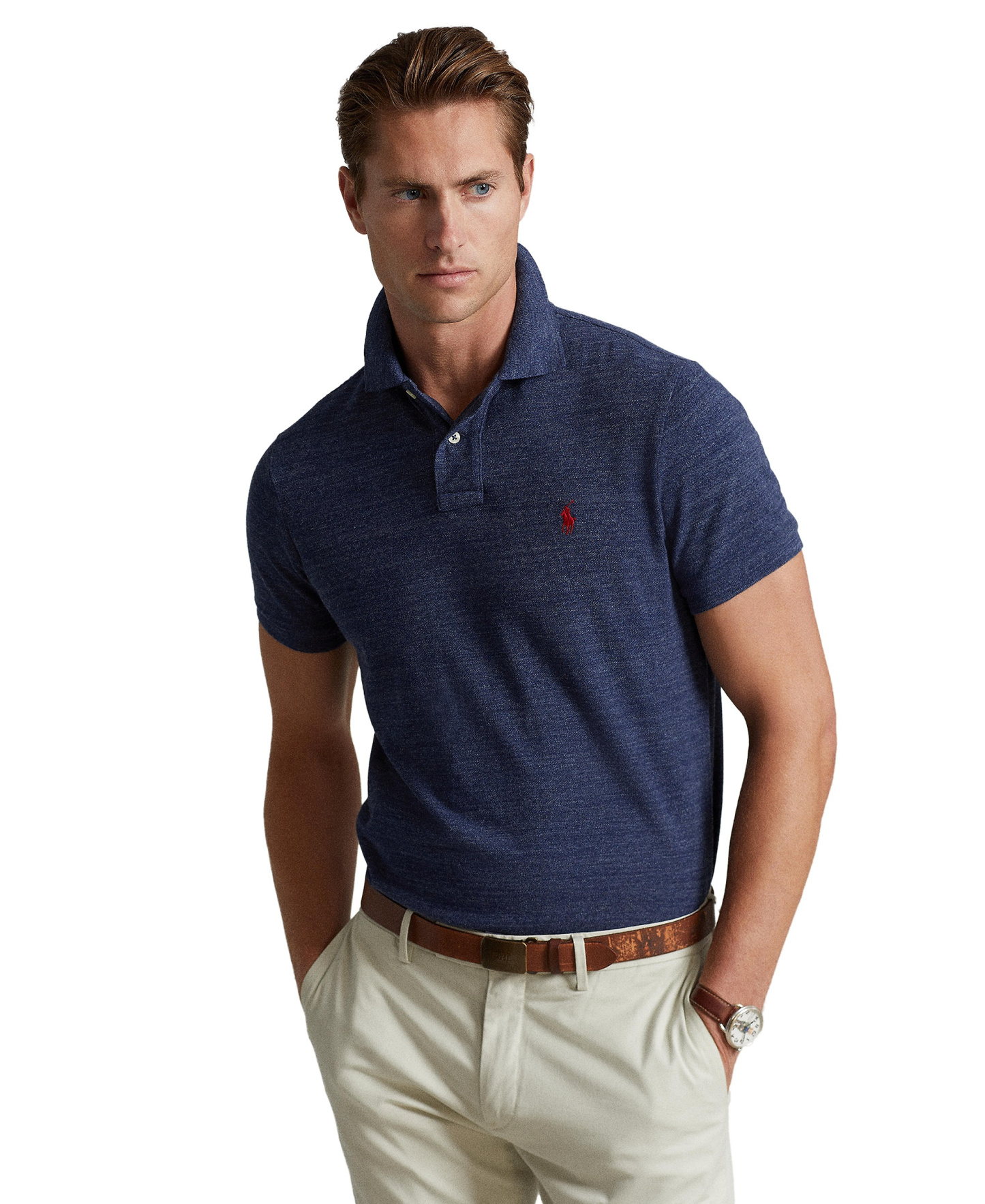 Polo Ralph Lauren Men's Custom Slim-Fit Mesh Polo Shirt - Classic Royal Heather